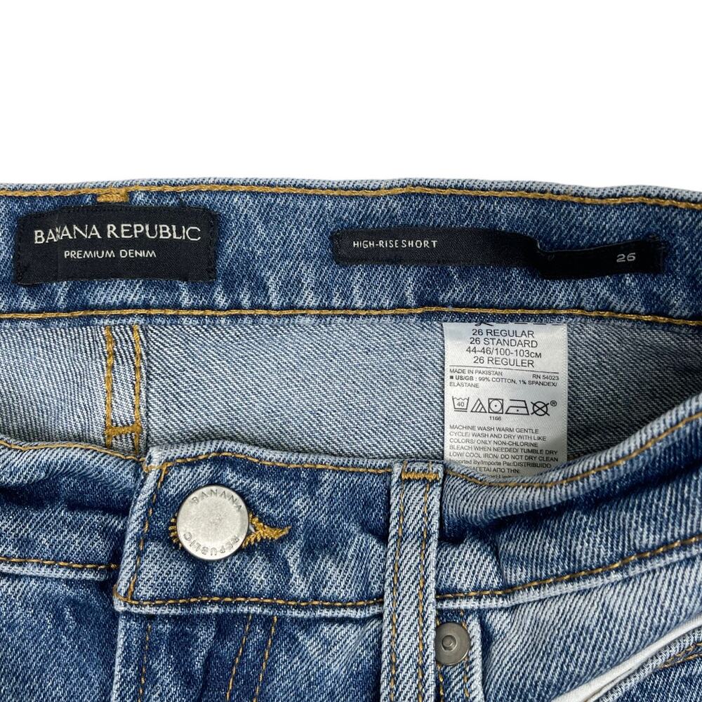 Banana Republic High Rise 8" Denim Shorts 26 Cutoff Frayed Long Distressed - Picture 4 of 4